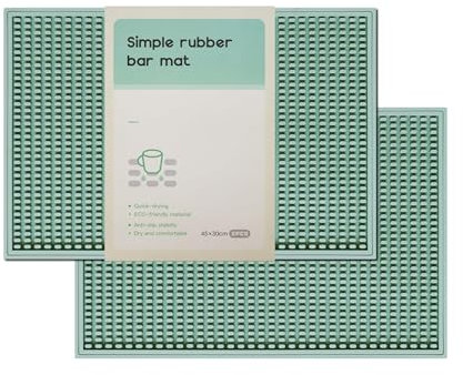 Paquete de 2 alfombrillas de bar, tapete de secado para el hogar, herramientas de bar para el hogar, tapete de cóctel verde de 17 x 11 pulgadas, adecuado para bar, campamento al aire libre, tapete de