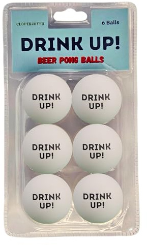 Cloverjoyed Drink Up! Beer Pong Bälle – 6 Stück – Party-Trinkspiele, lustige Junggesellenabschiedsgeschenke, Partyzubehör für Geburtstag