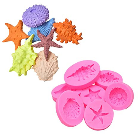 Moldes Tartas Silicona 7 Piezas De Caracol De Perla Concha De Estrella De Mar Molde De Silicona De Aromaterapia De Concha Marina