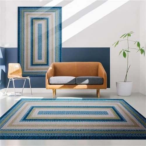 RUGMRZ Auslegware Teppichboden Anti-Rutsch innen bodenteppich blau Teppich Terrasse wohnungs deko Auslegware Teppichboden Teppich Waschbar In Waschmaschine170x240CM