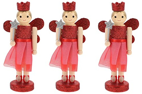 Cabilock Petit Casse-Noisette Ange en Bois De 12 Cm Décoration De Noël Marionnette Ange Décoration De Bureau pour Garçons Et Filles
