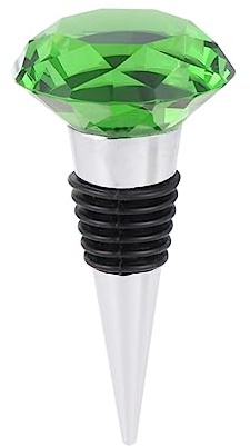 Zerodeko Bouchon de Vin en Cristal Forme Diamant Métal et Silicone, Scellant Élégant pour Bouteilles, pour Fêtes et Réunions, Conserve Vin et Boissons