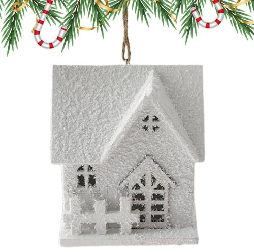 Kleines Haus Ornament für Weihnachten | Haus Anhänger für Weihnachten - Kreativer Weihnachten Holzhaus Anhänger Weißes Haus Anhänger für Weihnachtsdekoration