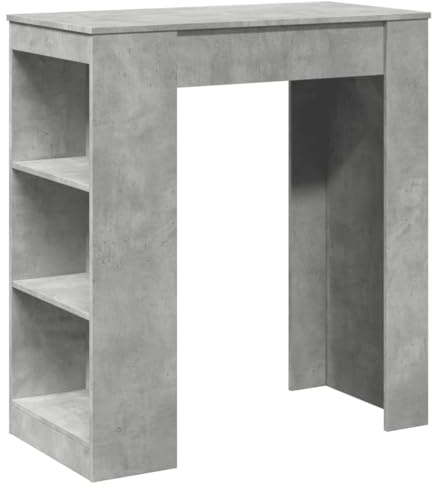 vidaXL Table de Bar avec étagères Gris béton Bois d'ingénierie