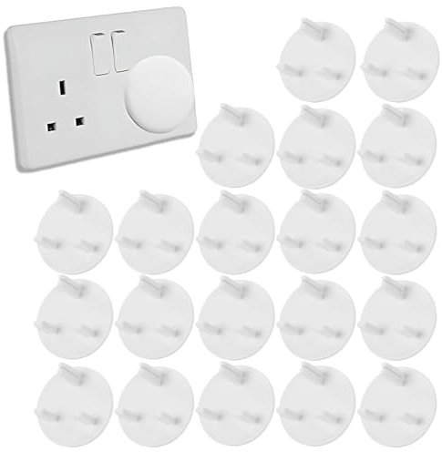 Plug Socket Covers UK, 20 Pack Baby Child Safety Socket Covers Electrical Outlet Guard Protectors Caps Perfect for Children Safety at Home and School (White)