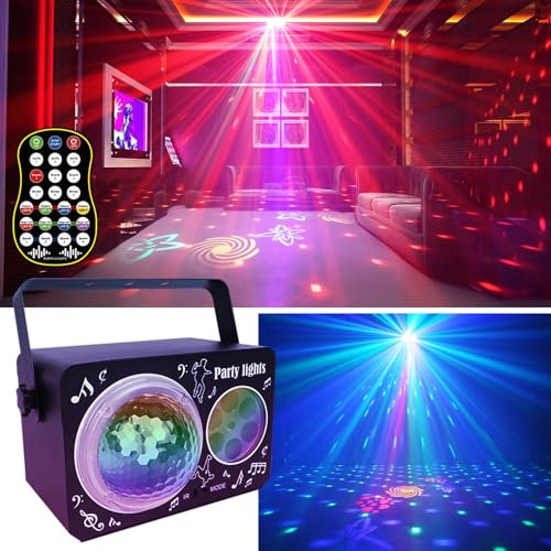 Luz de discoteca para fiestas, bola de discoteca T207, controlada por música, luz RGB estroboscópica de fiesta controlada por voz con 2 m USB para, proyector DJ, luces RGB LED DJ, luz para bar, KTV,