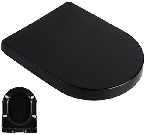 Klodeckel Schwarz Toilettensitz, Klobrille mit Absenkautomatik, WC Sitz mit Quick Release Funktion für Einfache Montage Reinigung