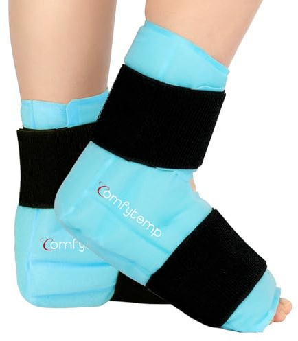 Comfytemp Grande Poche de Glace pour Cheville et Pied pour Soulager la Douleur, Thérapie par Chaud et Froid pour Fasciite Plantaire, Entorse à la Chevillere, Gonflement, Tendinite d'Achille, 2 Unités
