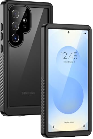 Lanhiem für Samsung Galaxy S25 Ultra Hülle, IP68 Wasserdicht Handyhülle Samsung S25 Ultra 5G 360 Grad Schutzhülle Stoßfest Staubdicht Sturzfest Outdoor mit Eingebautem Displayschutz, Schwarz