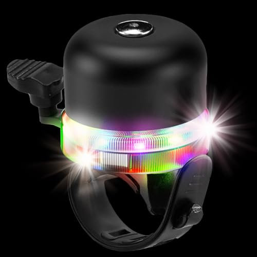 YOUYIKE Fahrradklingel RGB-Lichtern Radklingel Lumineszenz LED Laut Mini Erwachsene & Kinder Aluminiumlegierung Nachts Fahrrad Glocke für MTB Rennrad Laufrad Elektrofahrräder Fahrräder