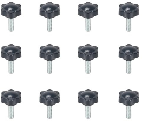 KINDPMA 12 Pezzi Viti con Impugnatura a Stella M6 x 20 mm Vite di Serraggio Della Manopola Viti a Testa Zigrinata Manopole di Serraggio per Industria Meccanica, Mobili, Apparecchiature
