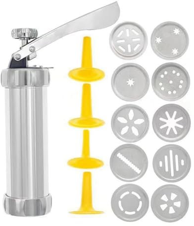 Joselin Cookie Biscuit Maker with 10 Decorative Stencil Discs Cake Mold Pastry-Syringe Muffin Dessert Easy Use