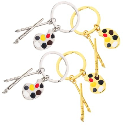 LIFKOME 4pcs Unique Paintbrush Keychain Handbag Pendant for School Bag Creative Key Ring for Art Lovers