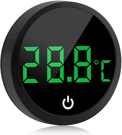 Fish Tank Thermometer, Digital Aquarium Thermometer Wireless Touch Stick-on Temperature Gauge LED Display ±1°C Temperature Meter Sticker for Turtle Tank Reptile Tanks Monitoring Temperature (Black)