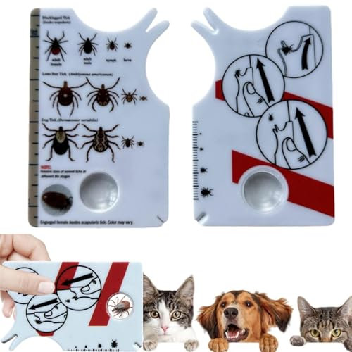 Ti/ck Card for Humans,Ti/ck Cards with Magnifying Glass,Ti/ck Card With Scale,Magnifying Glass Ti/ck Scale Card,Tic/k Remover for Dogs and Cats,Allows Easy Removal of Ti/ck,Portable Ti/ck Remover Tool