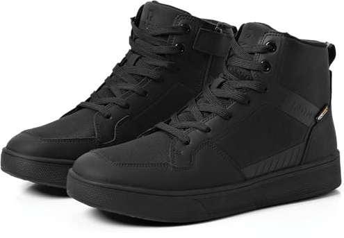 RIDEIRON Motorradschuhe Herren Motorradstiefel für alle Jahreszeiten geeignet wasserdicht rutschfest atmungsaktiv modisch und bequem Schwarz 42