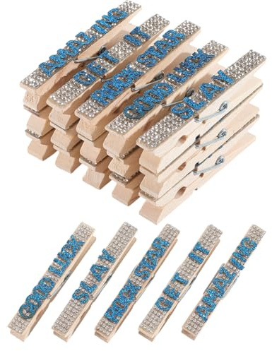 SOFPLATE 1 Box 30 Stück 5 Stile Strass Cheer Pins Große Menge Cheerleading Spirit Pins Blaue Alphabet Glitzer Wäscheklammern Team Wettkampf Clips Zubehör Für Kleidung Rucksäcke Sportgeschenke Partyges