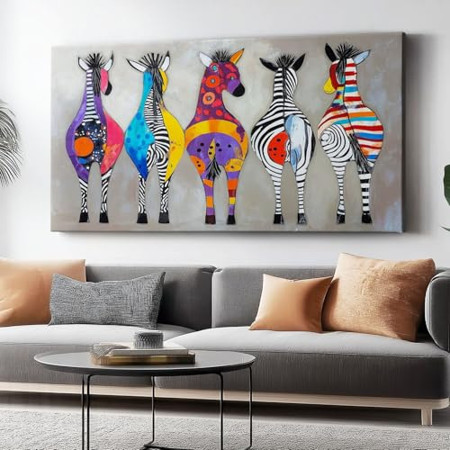Generisch Bild auf Leinwand 120 x 80 cm, Wohnzimmer Schlafzimmer Leinwand Abstrakt Tier Zebra Kunstdruck, Modernes Wandbild Kunstdruck Poster Druck (rahmenlos) Farbe