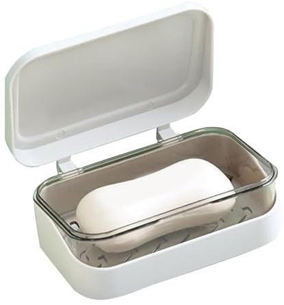 Tvålskål med lock | 14 cm resetvålhållare | PP läckagesäker tvålbox dubbelskikt bärbart fodral för dusch bad diskmaskin för badrum camping och daglig resebekvämlighet