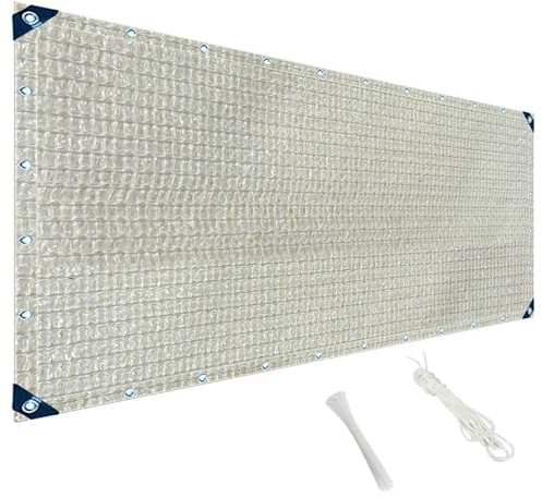 MAODUZI Tenda a Vela 180x340cm, Teli Ombreggianti Permeabile all’Acqua Vela Parasole con Corde per Serra/Balcone/Cortile/Tetto - Bianco Sporco