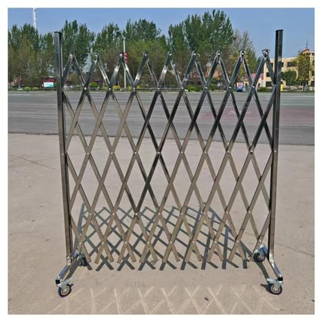 pujindu Expandable Metal Barricade, Mobile Safety Barrier Gate With Casters, Portable Retractable Fence Gate For Construction Traffic Control(1.8x3m)