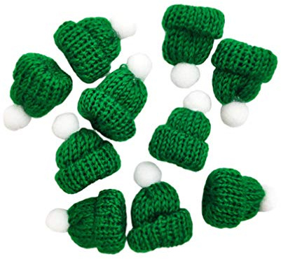 Abaodam 10 Stück Mini-Strickmützen Weihnachtsmützen Mini-Weihnachtsmannmützen Weihnachts-Lollipop-Süßigkeiten Party- Zubehör Schmuckherstellung DIY-Basteln – Grün