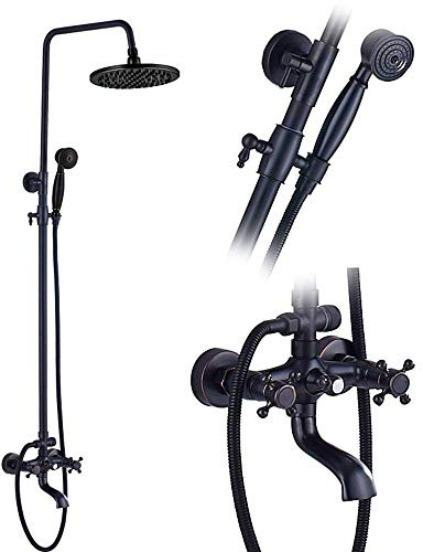 Ensemble combiné de système de douche chaude et froide – Robinet multifonction à double poignée avec pommeau de douche à effet pluie et bec de baignoire – Type C pour une expérience de bain ultime