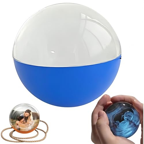 Genérico Bola de cristal 3D con pantalla digital, esfera LED personalizada para fotos y video, ultrasonido de bola de cristal 3D, regalo de foto, regalo de memoria de carga personalizado para (Azul)