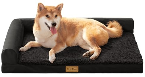 Jolibean Orthopädisches Hundebett Kleine Hunde, Typ l Waschbar Hundekorb Mit Kissen, Flauschig Hundesofa Wasserdicht rutschfest, 76x51cm, Schwarz