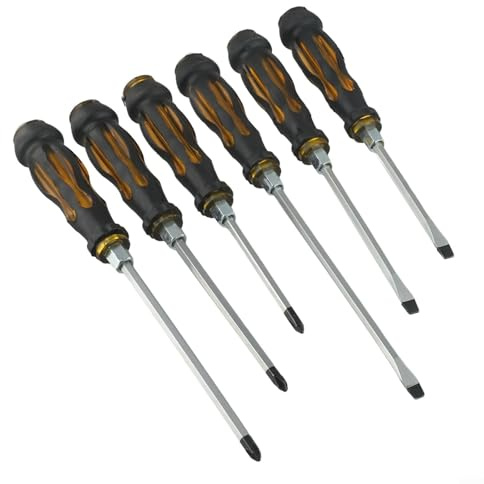 Zilimontt Lot de 6 tournevis magnétiques avec poignée en caoutchouc pour vis fendues et cruciformes, idéal pour la réparation de l'habitat, l'entretien électrique et les équipements