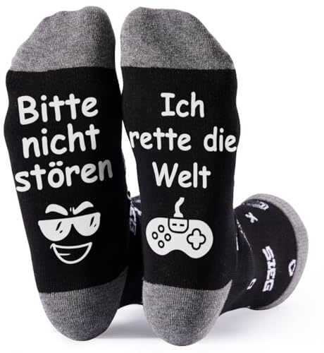 HUETIDE Geschenke Für Männer Lustige Socken Herren Mit Sprüchen,Weihnachtsgeschenke Weihnachten Geburtstag Vatertag Personalisierte Geschenke Für Zocker Papa Freund Bruder Teenager Jungs