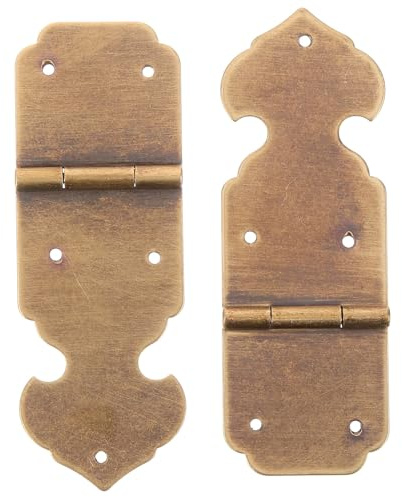 Zerodeko Cerniere in Ottone Anticato 2 Pezzi per Mobili Vintage Ferramenta per Portagioie e Ante di Armadietti Cerniere a Battuta Compatte per Ristrutturazione Casa e Arredamento D’Epoca