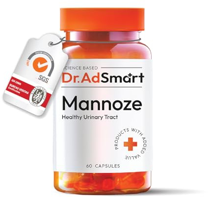 D-Mannose - Hochdosiert 2000 mg pro Tagesdosis - Flexibel dosierbar - Für Blase & Harnwege - 60 Kapseln - Dr.AD Smart - Laborgeprüft - GMP Qualität