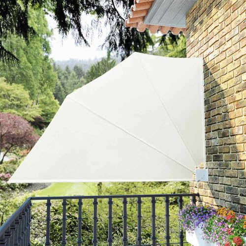 Mokuyary Scomparto pieghevole per balcone color crema 160 x 240 cm protezione privacy giardino protezione vento per balcone e terrazza