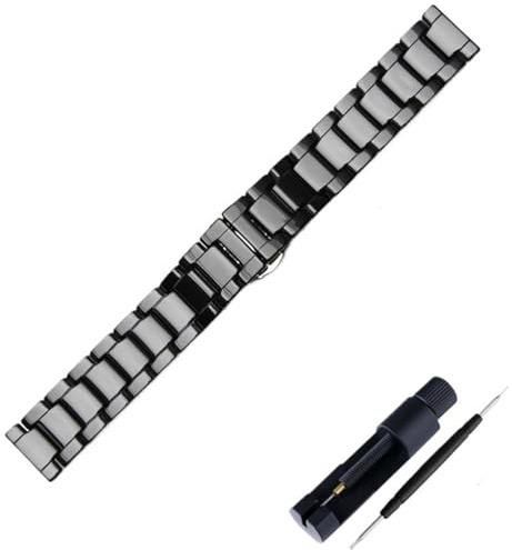 Ersättningsurband keramiskt armband polerat band for kvinnor män Quick-release(Black,14mm)