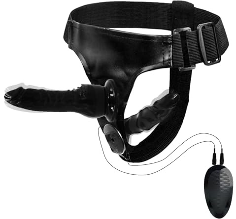 gakuane Gode Ceinture Vibrant Sextoys, Vibromasseur Lesbienne avec 2 Godemichets, Télécommande Godemiché, Gode Réaliste, Harnais Réglable, pour Femme Lesbien