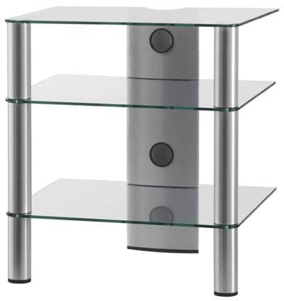 RO&CO SONOROUS - HiFi-Möbel mit 3 Regalböden. Transparentes Glas/graues Gestell Ref. RX2130-TG