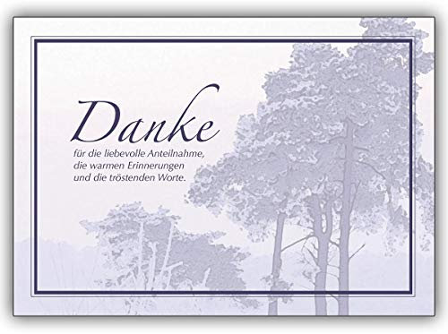4 Trauer Dankeskarten (4er Set): Trauer Dankeskarte mit Landschaft: Danke für die liebevolle Anteilnahme. | tröstende Danksagung Premium-Trauerkarten-Set mit Umschlägen