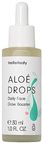 HelloBody ALOÉ DROPS (30 ml) – Gesichtsserum für normale und feuchtigkeitsarme Haut – Tägliches Gesicht Glow Drops – Gesichtspflege mit pflanzlichem Squalan