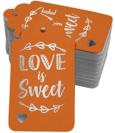 Inkdotpot Hängeetiketten Liebe Ist Süß Hochzeit Zugunsten Von Geschenketiketten Silber Folie Bonbonniere-Etikett Packung Mit 50