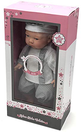 Tachan - 40 cm weiche Körperpuppe mit grauem Babyanzug und 12 verschiedenen Klängen (781T00434)