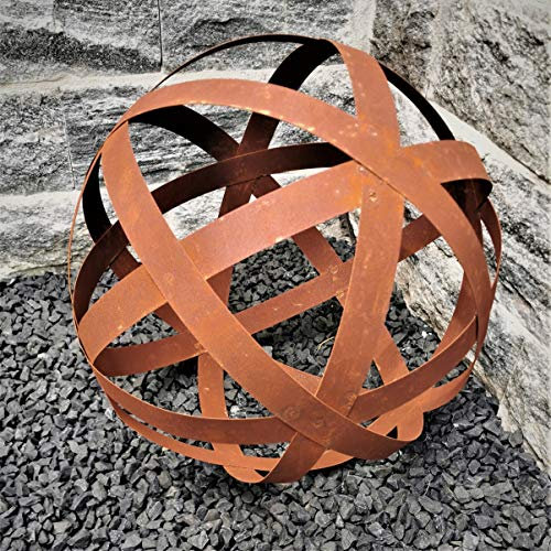 Jürgen Bocker Gartenambiente Dekokugel Geflecht 15 cm aus Cortenstahl Rost Geflechtkugel Streifenkugel