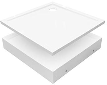 Sellon24® Duschtasse Duschwanne mit Styroporträger Bad Dusche Quadrat Rechteck Standard Weiß 17cm hoch Senta New (90x90x4,5/17)