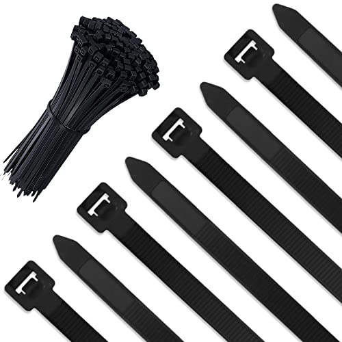 100 Stück schwarze, dicke Kabelbinder, strapazierfähig, groß, 300 mm x 7,6 mm, starkes Nylon-Kunststoff, selbstschließend, 30 cm extra lange Kabelbinder