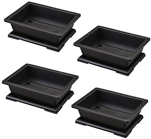 Cusstally 4X Pot de Bonsaï PéPinière Jardinière Balcon Conteneur 29X21X10.5cm