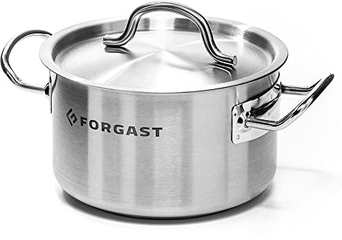 FORGAST Marmite Induction Inox avec Couvercle 32L 40cm Faitout | Tous Feux, Fond Sandwich 5mm, Poignées Rivetées. Casserole Professionnelle pour Soupes et Ragoûts. Lavable Lave-Vaisselle.