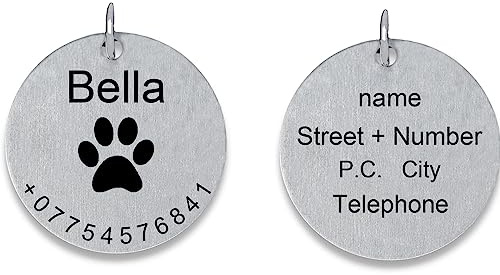 Hundemarke mit Gravur - Personalisiert mit Name,Name, Symbol und Telefonnummer- Anhänger Marke für Hunde, Welpen & Katzen