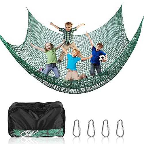 MENAYODA Kletternetz Spielplatz, Schwerlast Doppellagiges Schutznetz Kinder Klettergerüst Schaukel, Kletternetz Kinder Fallschutznetz für Spielplatz Outdoor Indoor Garten (Grün, 3x4,5M)
