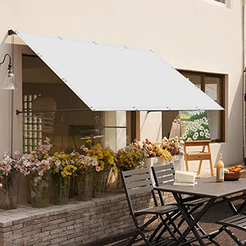 Vela Ombreggiante 1.6 x 5 m,Traspirante, permeabile, Respirante, Telo Ombreggiante Privacy Frangivista,Tenda a Vela Quadrata, per Esterno Giardino Terrazzo, Bianco
