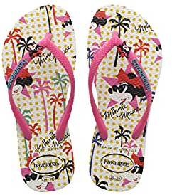 Havaianas - Slim Disney Stylish, Comfortable, Lightweight, and Stylish Flip-Flops, Disney Designs, Thin Straps & Non-Slip Sole, Women, White Pink Flux, 35/36 EU